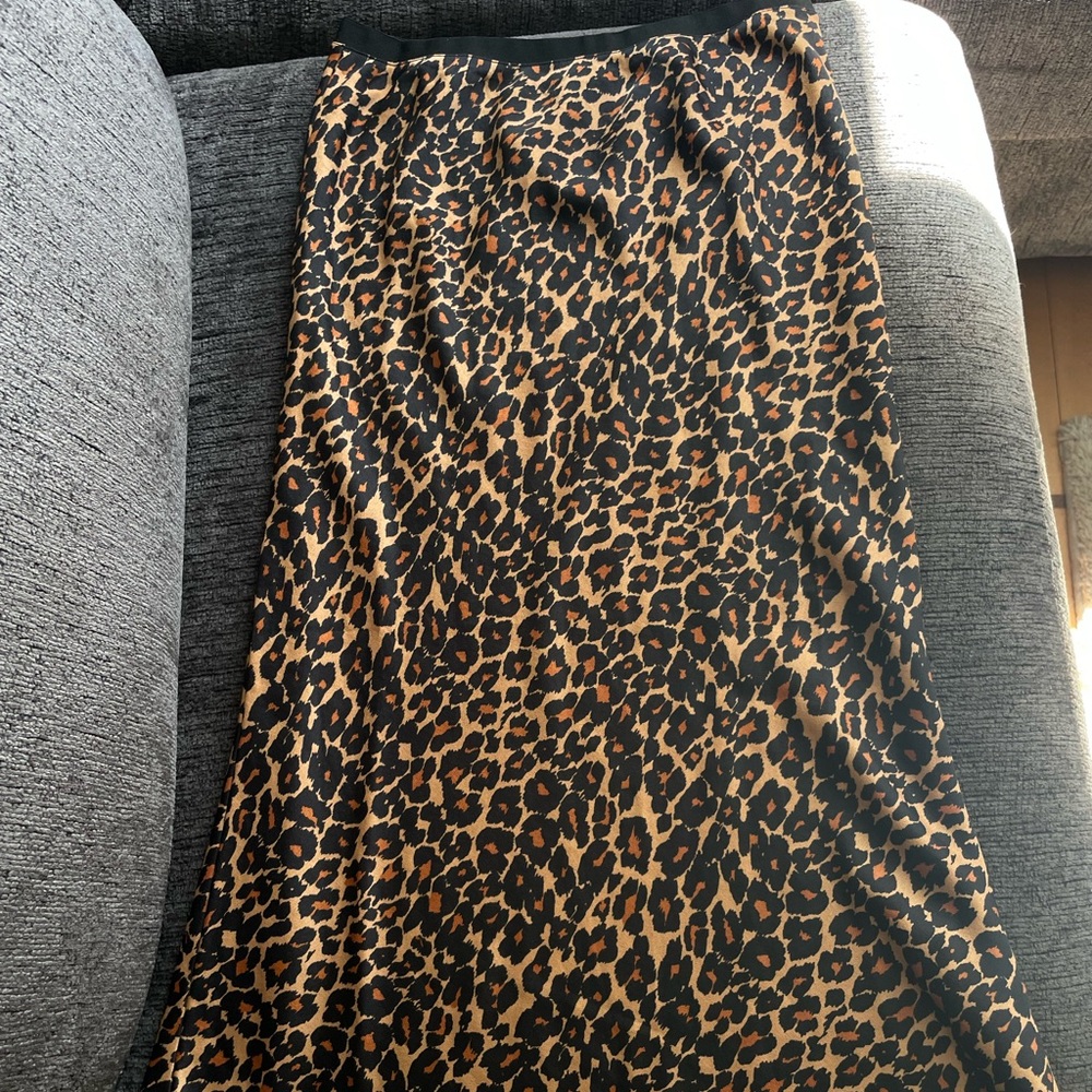 Cheetah print silk midi skirt
